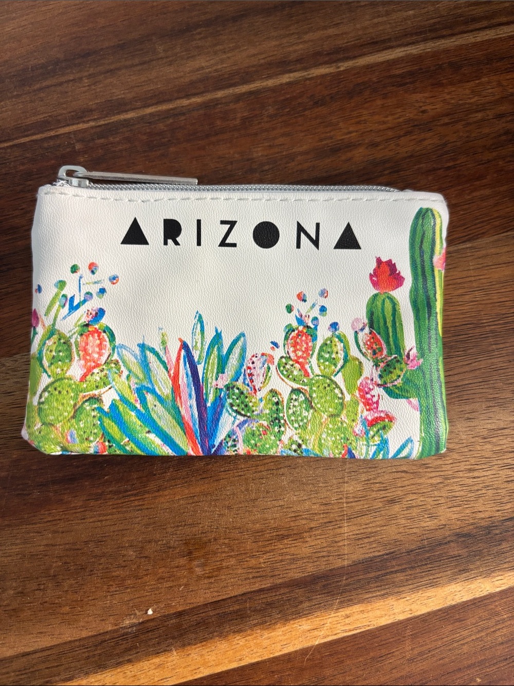 Starbucks white Arizona Coin purse featuring cactus and flowers
